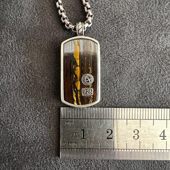David Yurman Tiger Iron Dog Tag & DY Small Box Chain Necklace - 24" - Picture 13 of 15